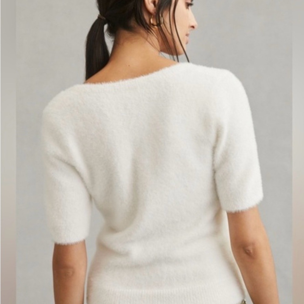 Anthropologie Maeve Scoop Neck Eyelash Sweater Tee Top Size Medium - Picture 2 of 9